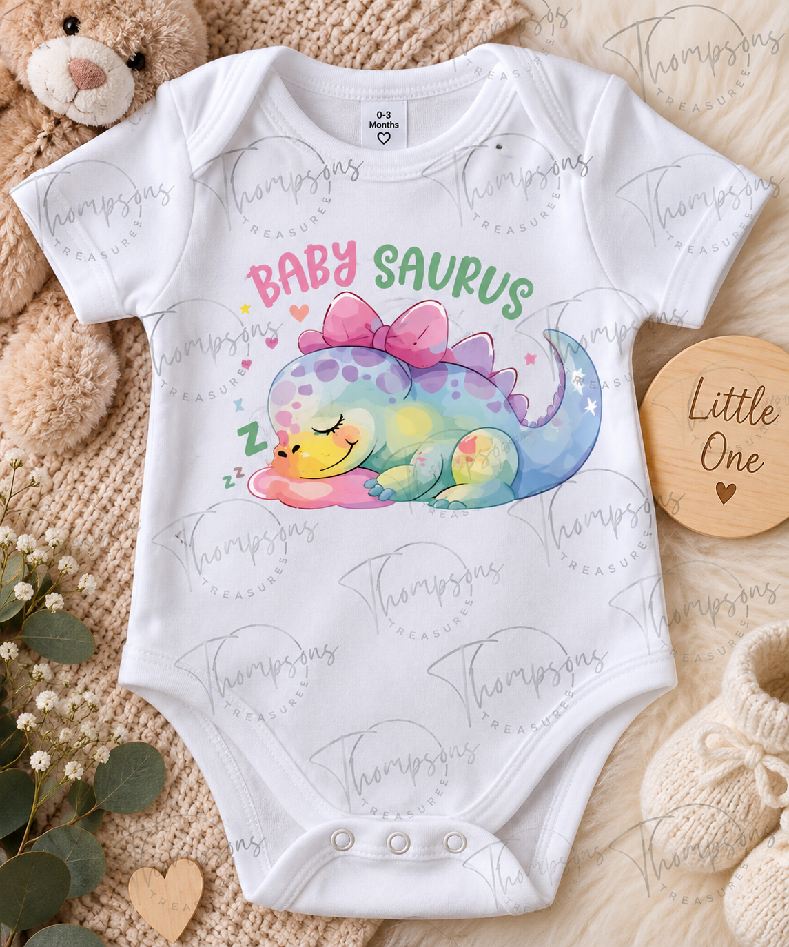 Baby Saurus Bodysuit – 0–3 Months