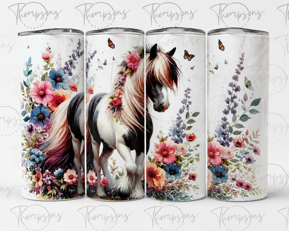 Horse Tumbler – Floral Horse Design