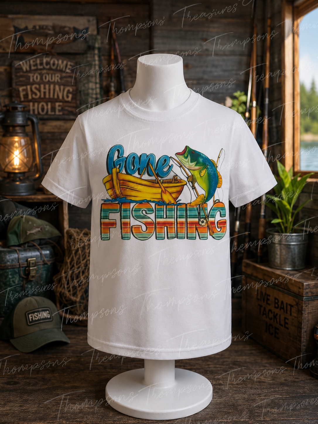 Hooked on Fishing Men’s T-Shirt – Size Medium