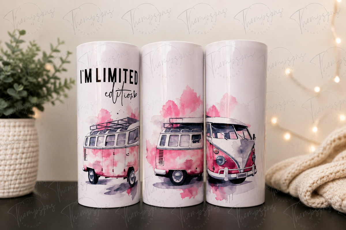 Pink Campervan Tumbler – Optional Personalisation
