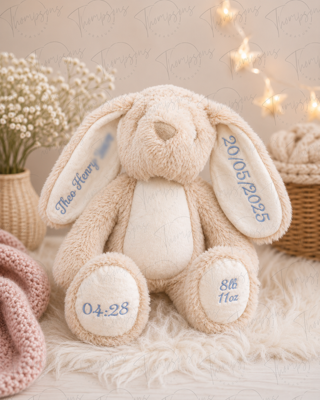 Personalised Teddy Bear – Birth Details & Name