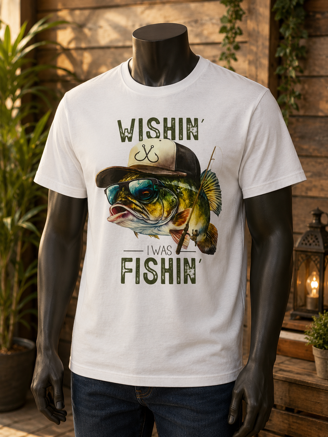Wishin’ I Was Fishin’ T-Shirt – Men’s Small